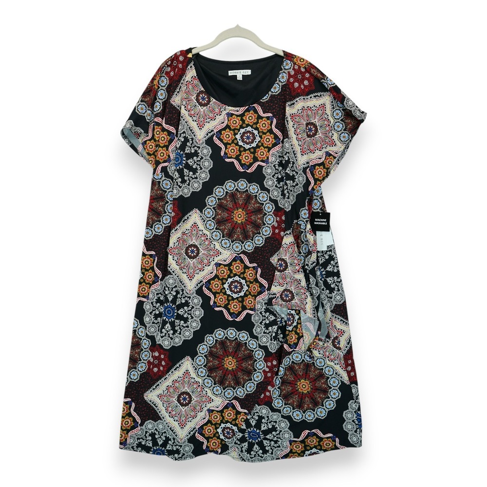 NWT Robbie Bee Signature Sarong Wrap Dress Short Sleeve Multi-Color 2X Women's